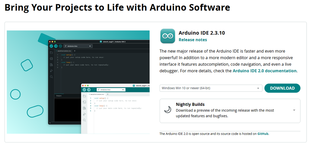 Arduino IDE 公式ダウンロードページ