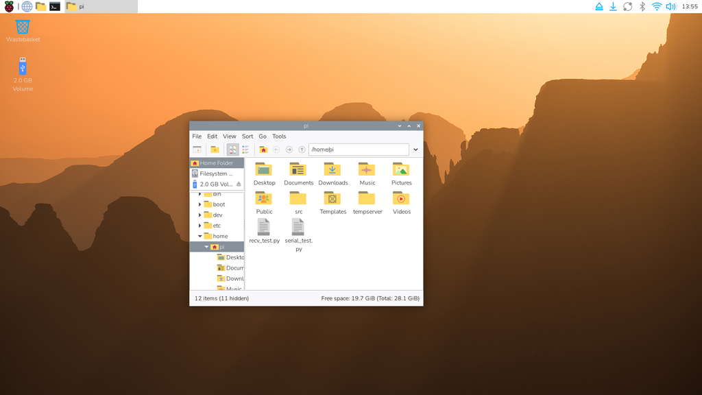 Raspberry Pi のファイルマネージャで見た tempserver フォルダの中身