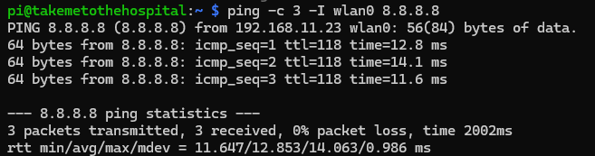ping 8.8.8.8 でインターネット疎通を確認