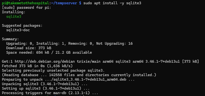 apt で python3-flask をインストールする画面